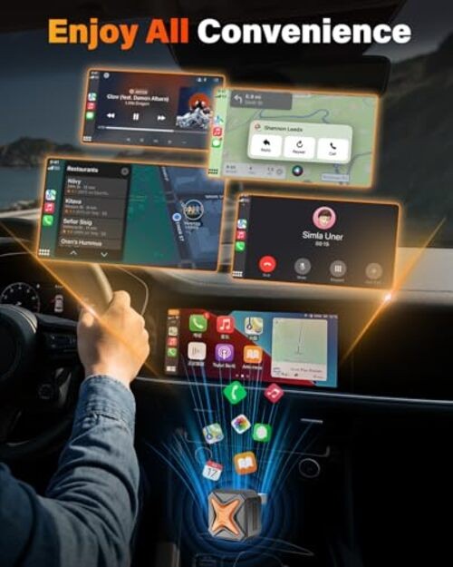 Super Mini Wireless Android Auto & Apple CarPlay Wireless Adapter for Black