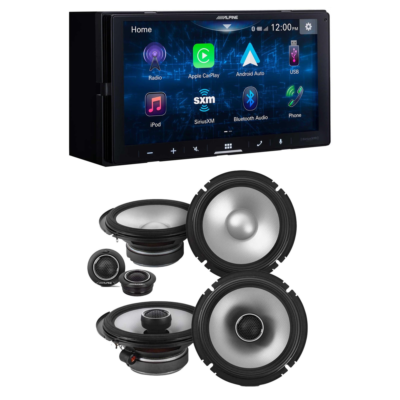 Alpine iLX-W670 Receiver & S2 6.5″ Component/Coax Speakers – Multimedia Bundle