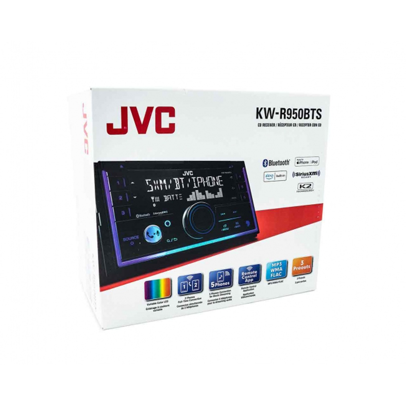 JVC KW-R950BTS 2-DIN CD Receiver BT/USB/XM/Alexa EQ/SW Ctrl