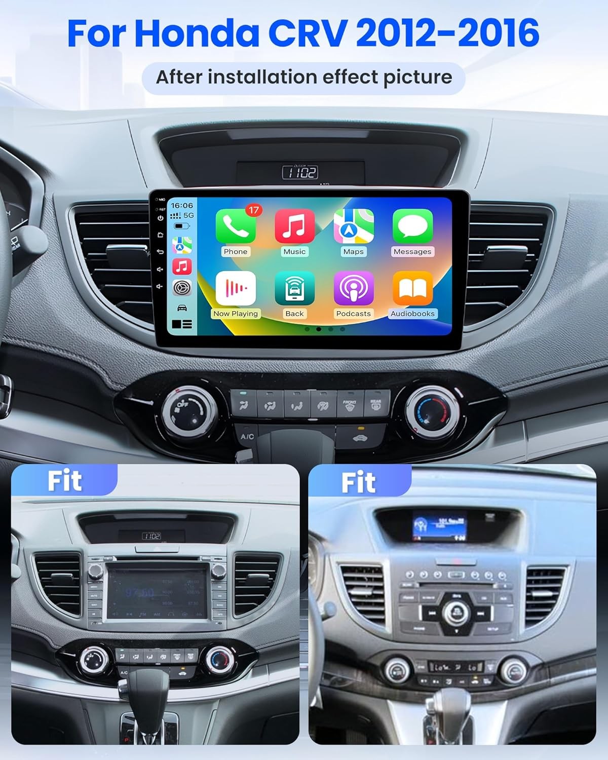 Car Stereo for Honda CR-V 2012–2016, Wireless CarPlay & Android Auto GPS, WiFi