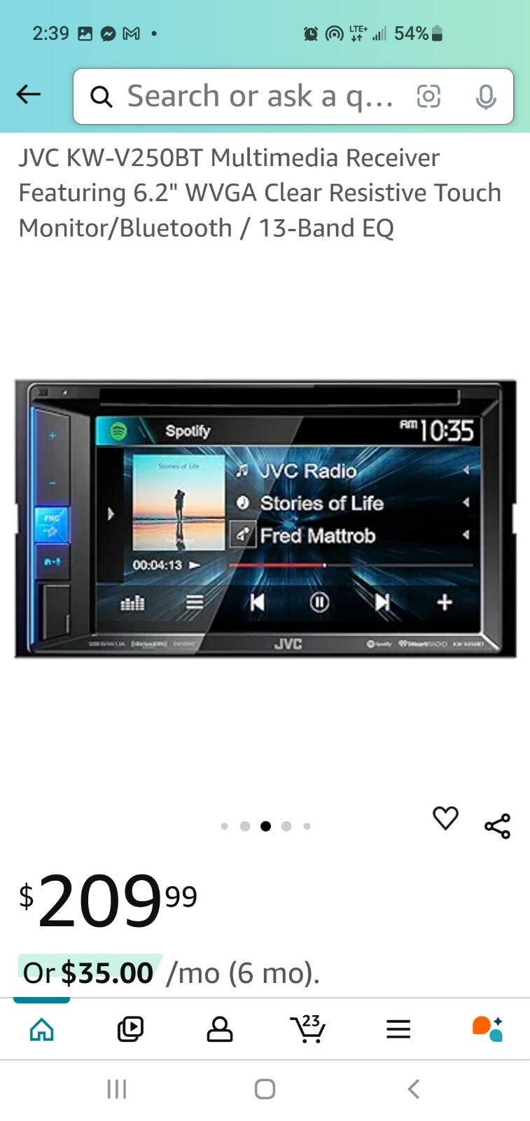 JVC KW-V25BT 6.2″ Touchscreen Multimedia Receiver