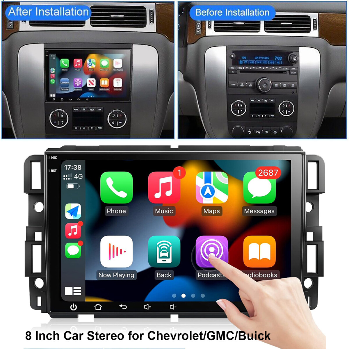 For 2007-2014 Chevrolet Silverado GMC Sierra Carplay Car Stereo Radio Android 12