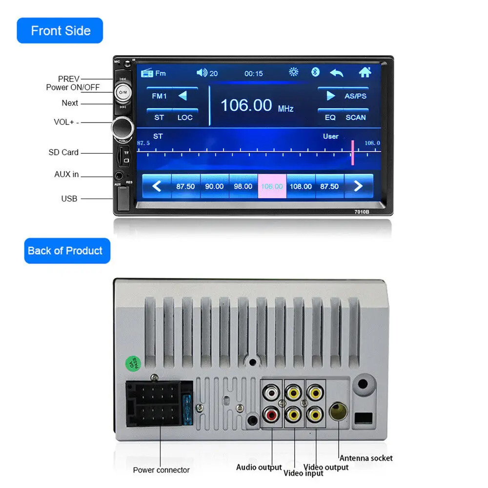 New 2Din car radio car stereo 7″ touch screen MP5 player FM mirror link player,