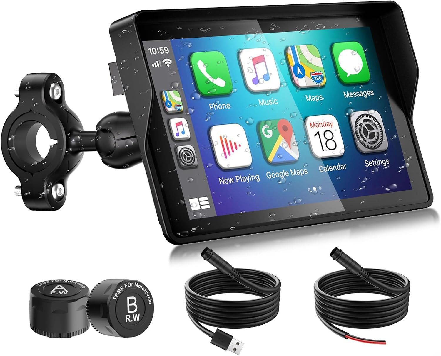 2026 GPS Carplay 5 Inch for Motorcycle with TPMS, Wireless Carplay & Android Au