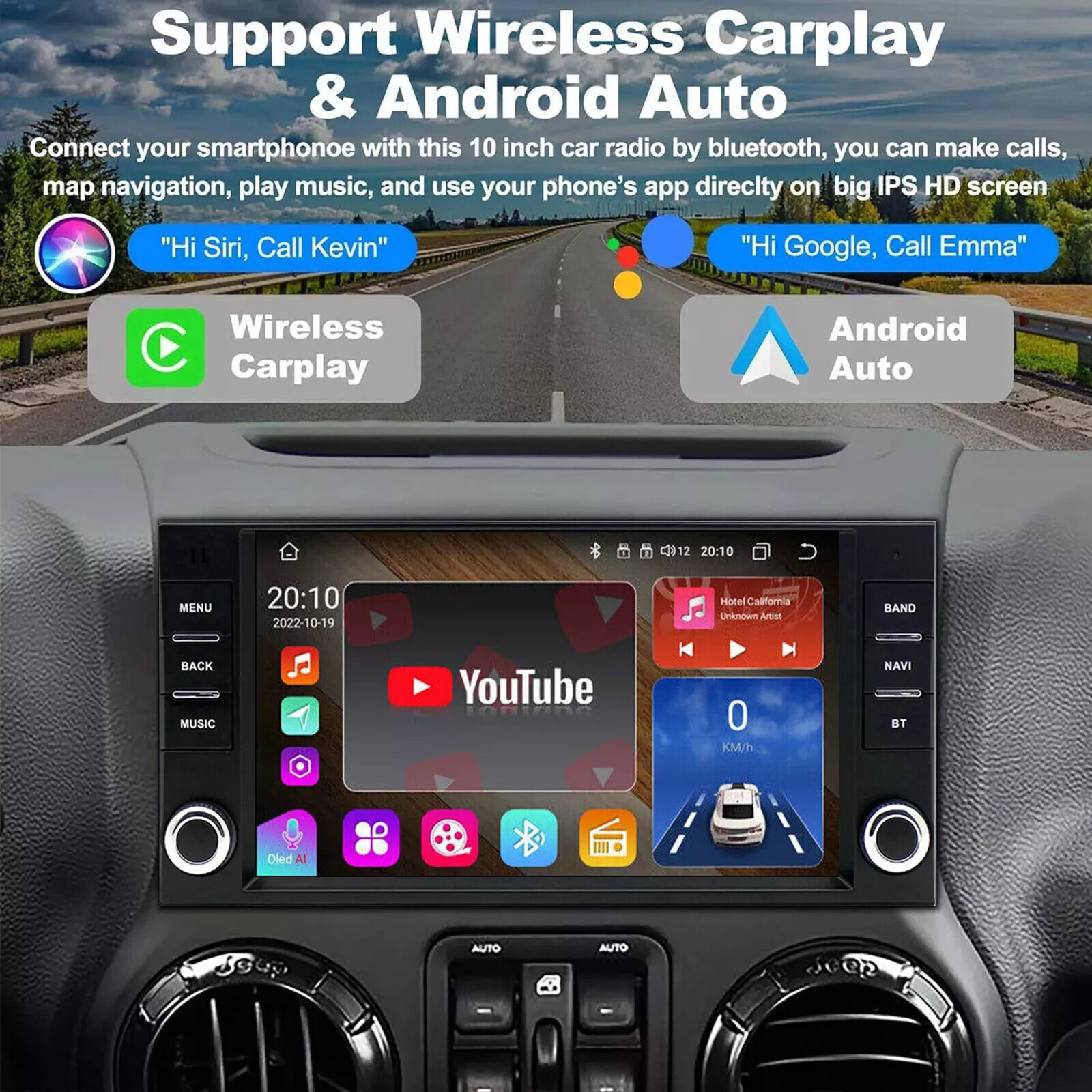 For Jeep Wrangler 2007-2017 7″Carplay Stereo Radio GPS Wifi w/Cam RDS SWC 5G