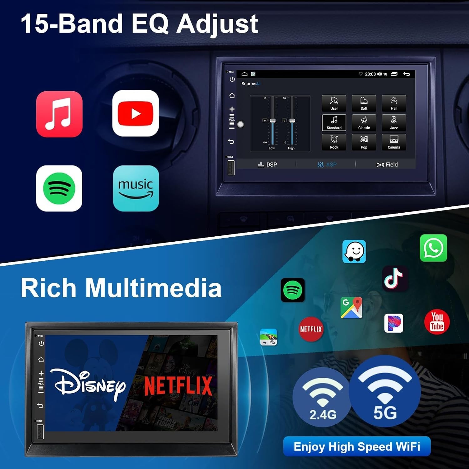 7″ 8Core 4+32G Android Auto Carplay for Ford F150 F250 Focus 2004-2014 +More