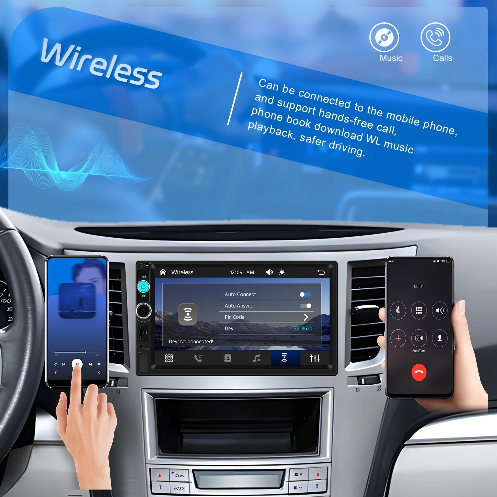 Double 2 Din 7” Car Stereo Touchscreen Car Radio Apple CarPlay Android Auto BT