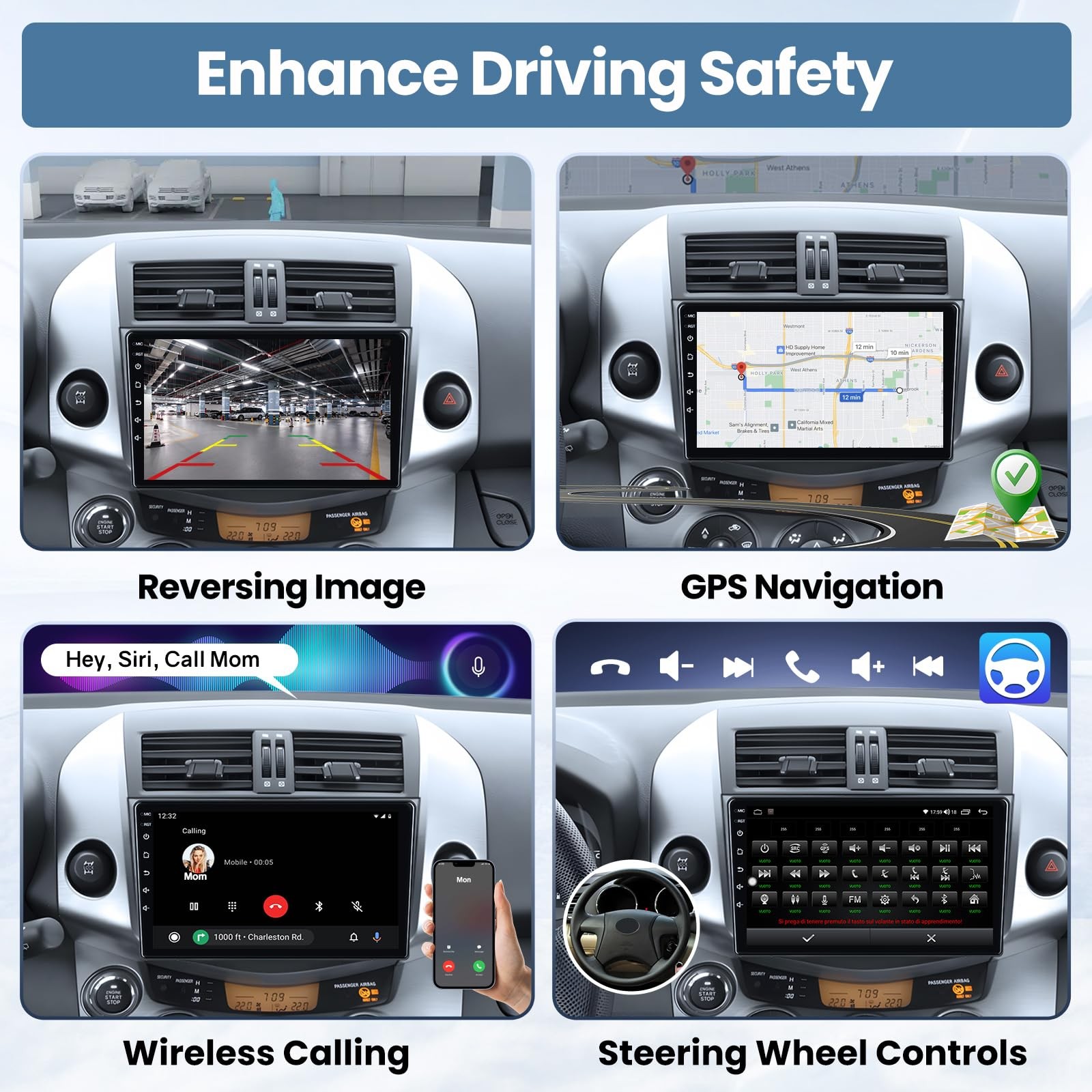 2+64G For Toyota RAV4 2007-2012 Carplay Android Car Radio Stereo JBL 1280*800 FM