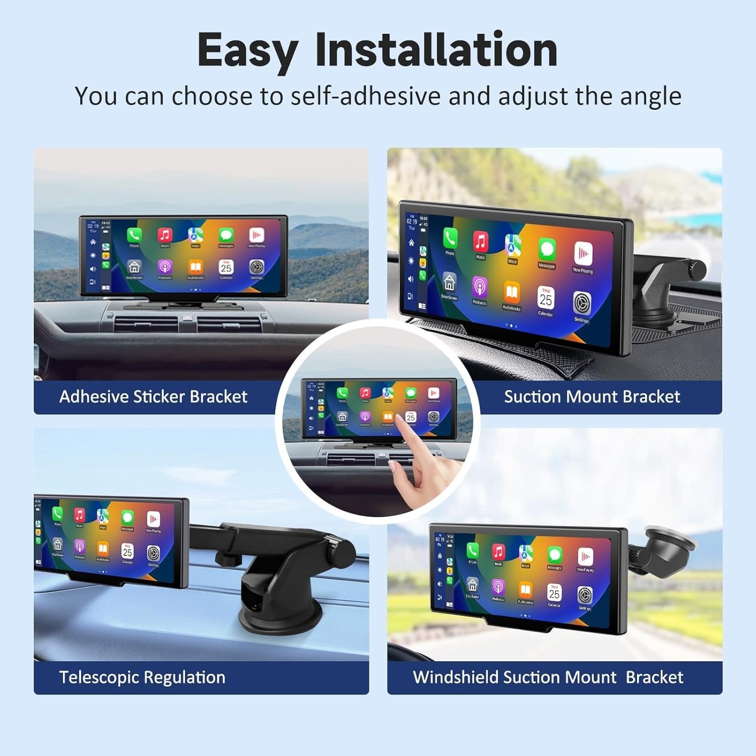 10.26-Inch Wireless CarPlay Screen with 4K Dash Cam & Bluetooth Connectivity