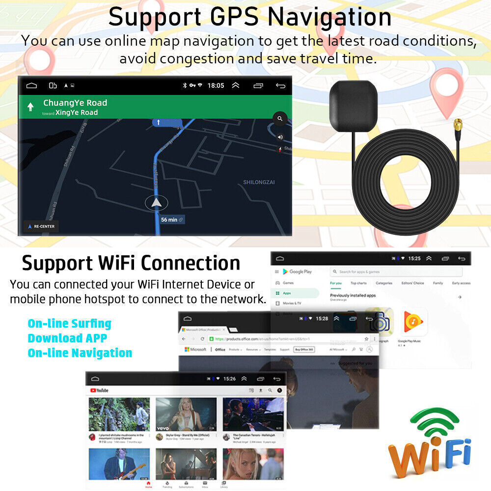 Double 2 Din 7″ Car Android Auto Carplay 4+64GB Stereo Bluetooth Radio GPS WIFI