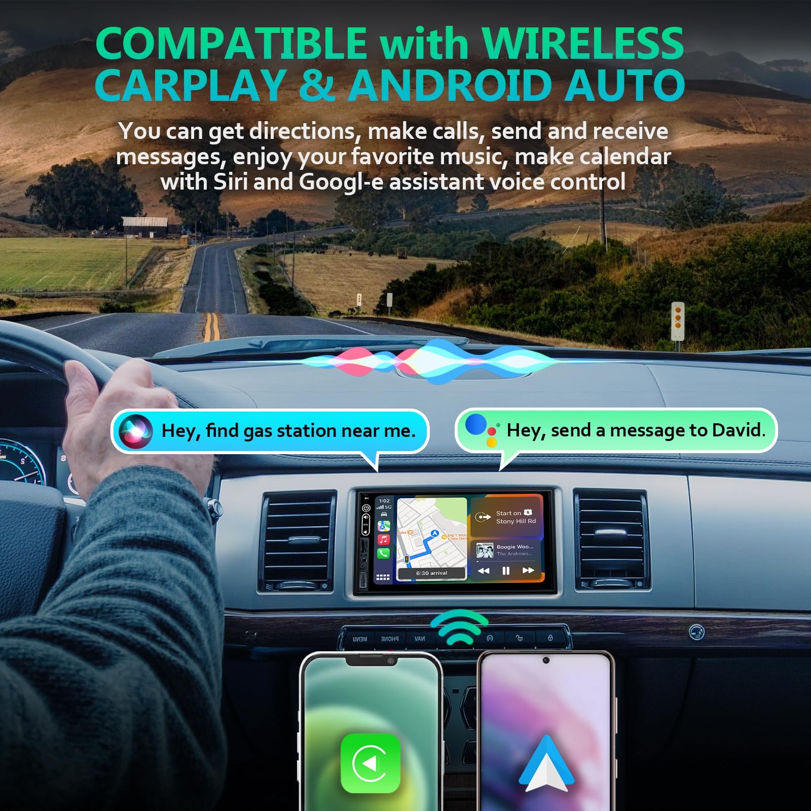 Double Din Car Stereo Compatible with Wireless Apple Carplay, Android Auto – …