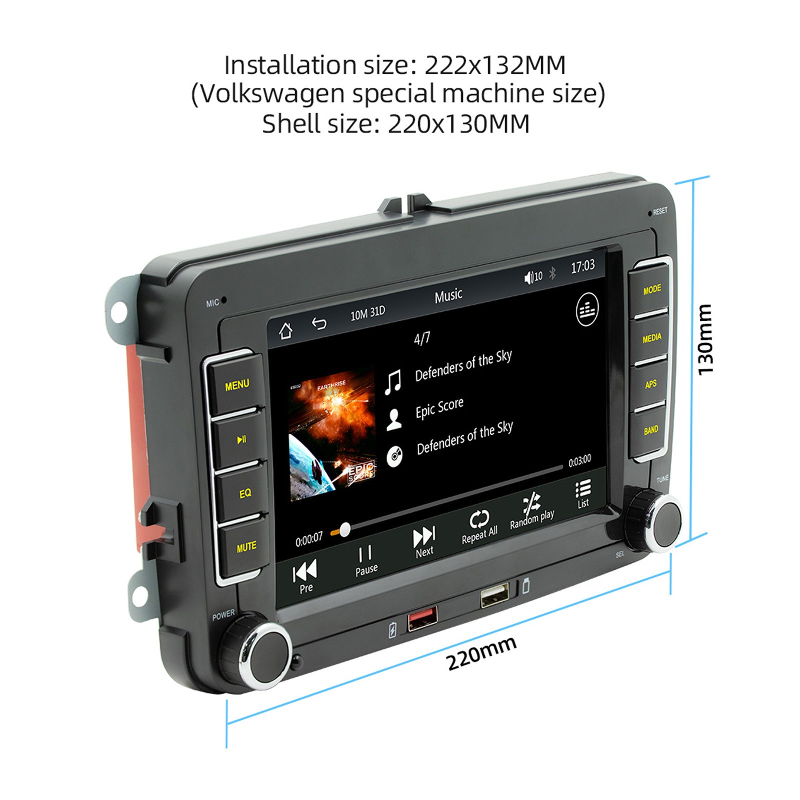7″ Wireless Carplay Bluetooth Stereo Radio FM Car MP5 Player For Volkswagen Cars