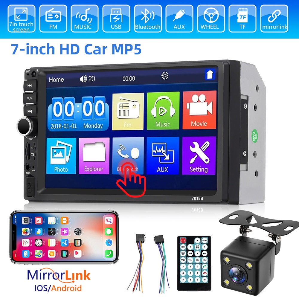 7″ Car Stereo Radio Double 2 DIN Touch Screen For IOS & Android Bluetooth FM MP5