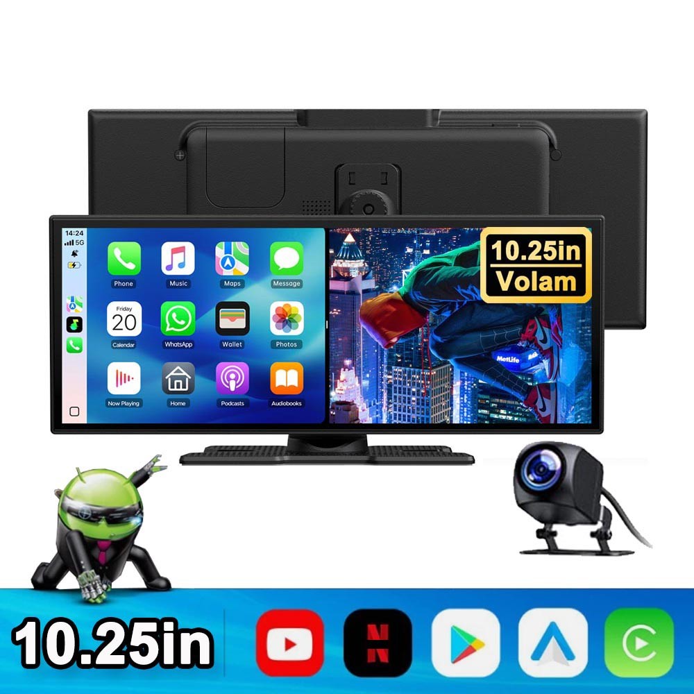 10.25″ Touch Screen Wireless Carplay Portable Car Stereo with Netflix YouTube
