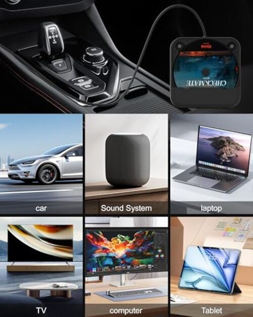 Portable Car CD Player with USB/AUX Port,External CD Player Compatible Black
