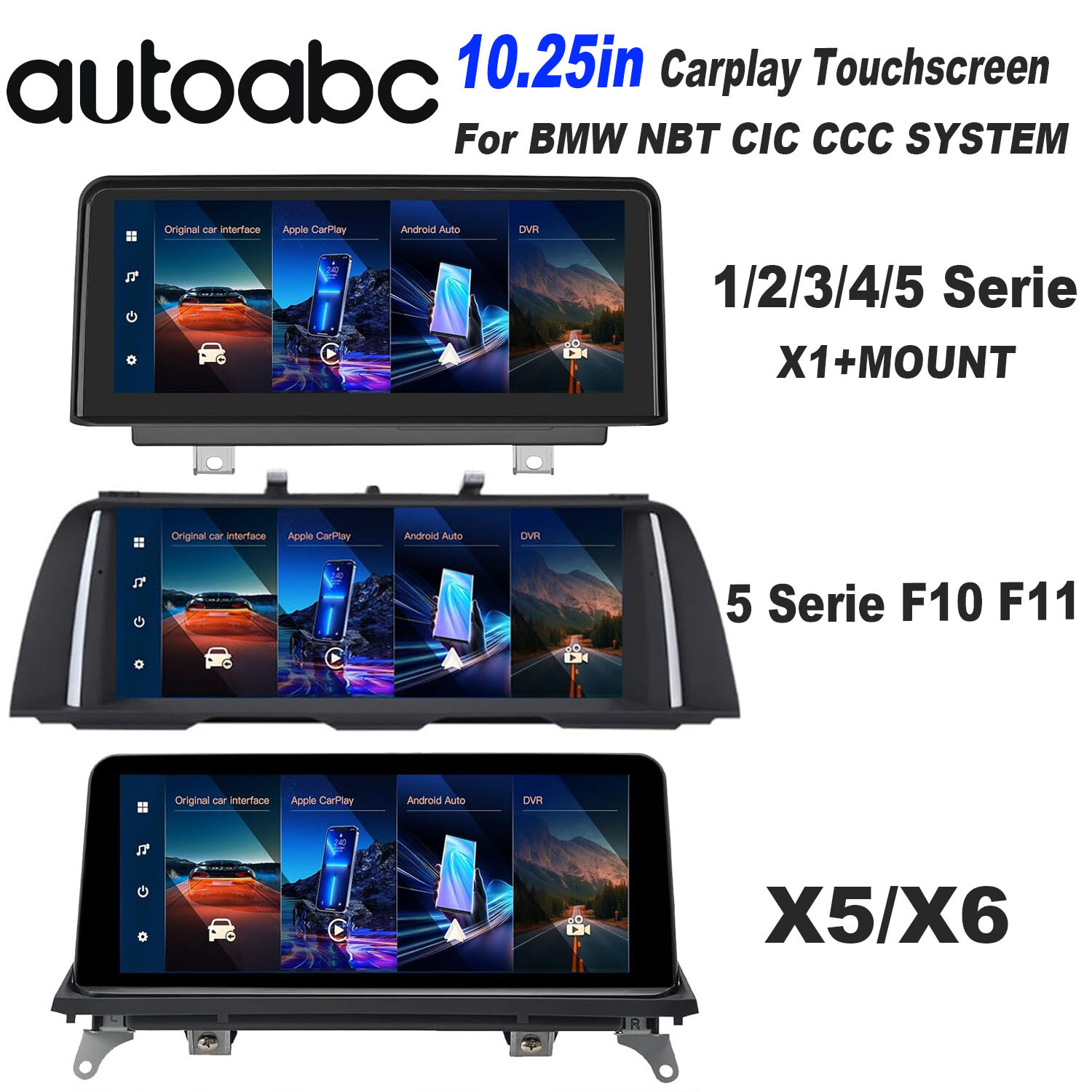 10.25” TouchScreen Wireless CarPlay Android Auto GPS Radio For BMW NBT/CIC/CCC