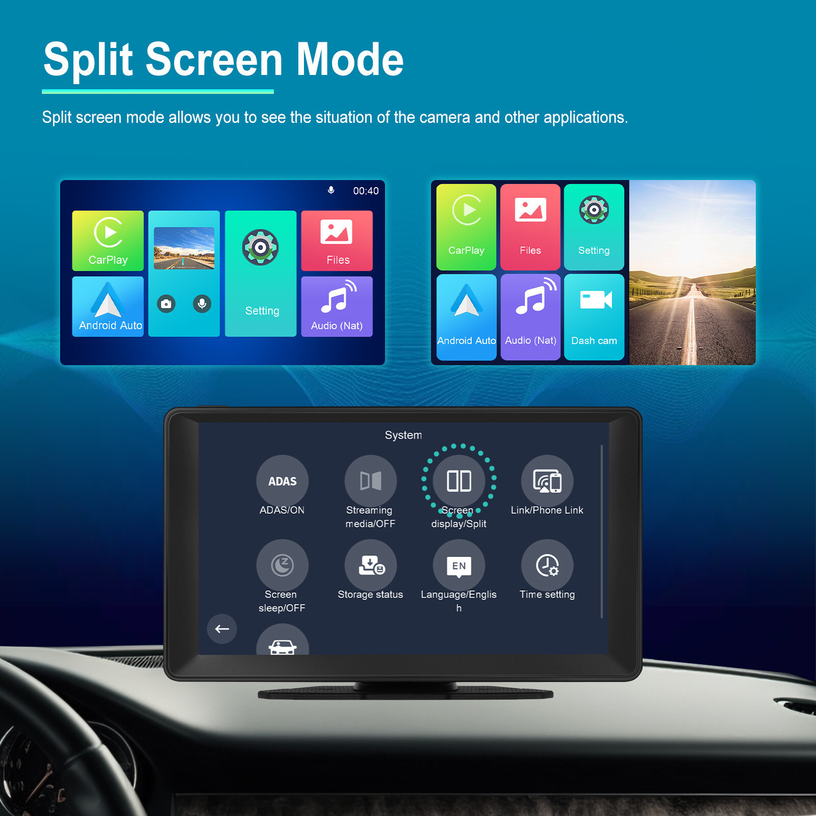 9” 4K Dash Cam Car DVR Video Recorder Monitor Stereo Radio Bluetooth MP5 Player