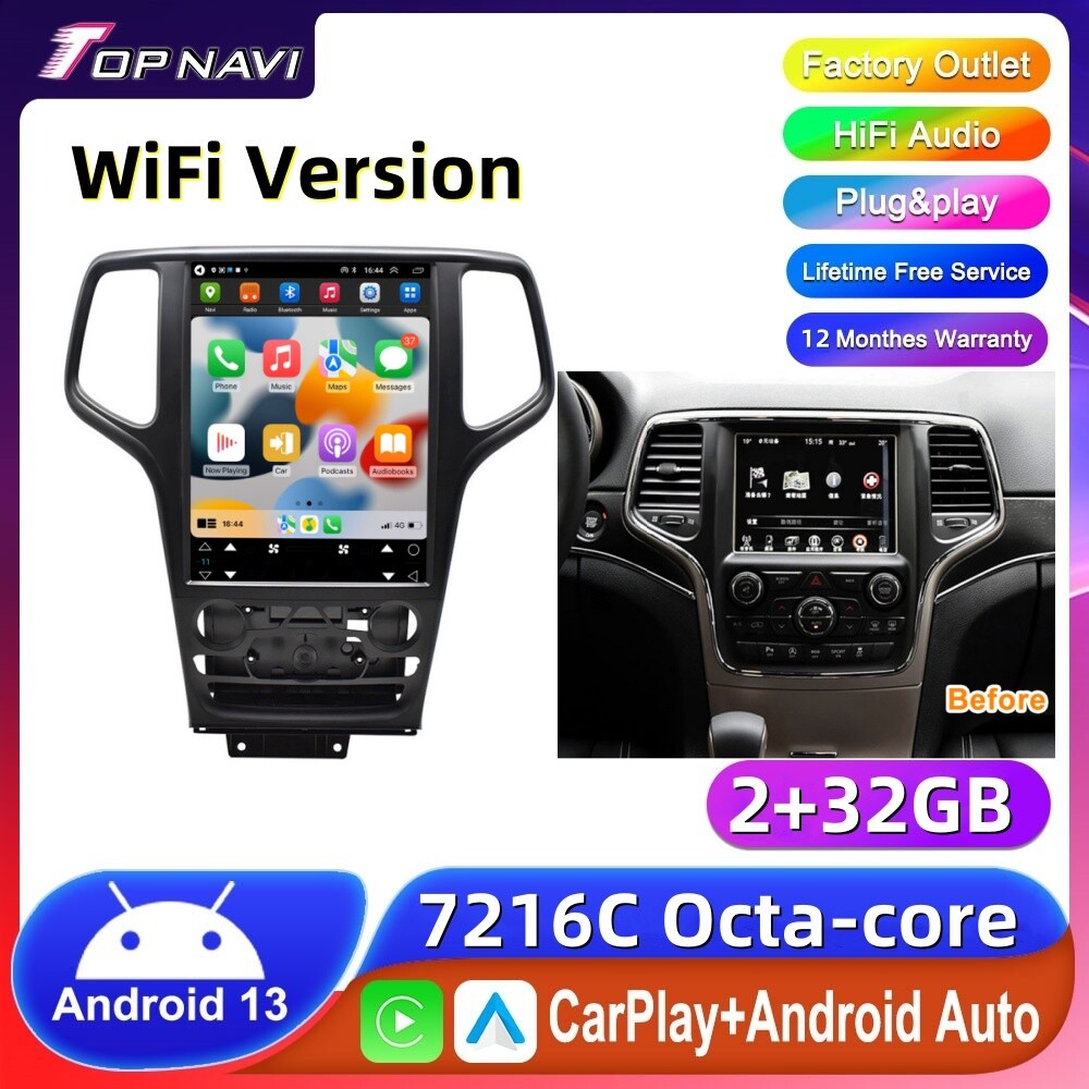 12.8″Car Radio for Jeep Grand Cherokee 2014-2017 Carplay BT Music WiFi SWC RDS
