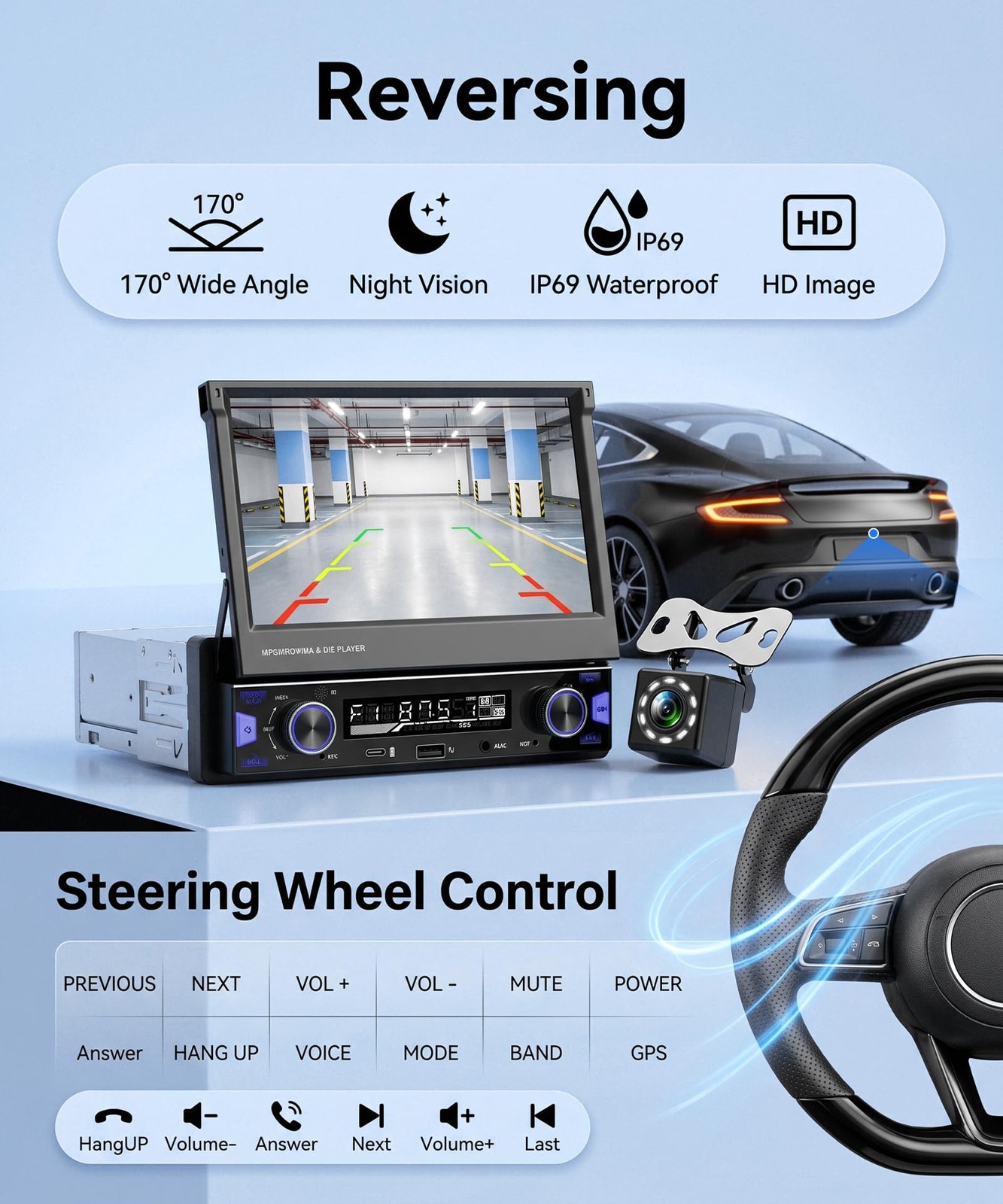 KYNNT 7 Inch Single DIN Flip Out Car Stereo with Wireless CarPlay & Android A…