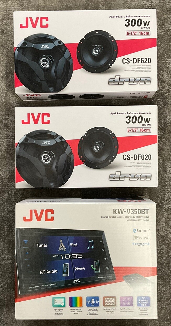JVC KW-V350BT Multimedia Receiver w Bluetooth And JVC CS-DF620 Speakers Bundle