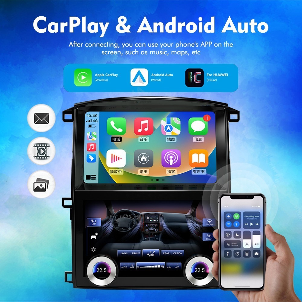 10″ Android Car Radio Carplay Screen For Toyota Land Cruiser 2002-07 Lexus LX470