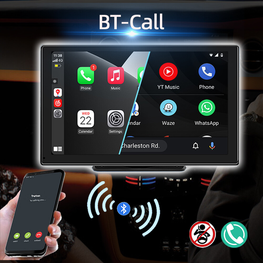 Portable Car Stereo 9″ Toouch screen Bluetooth GPS Wireless Carplay Android auto