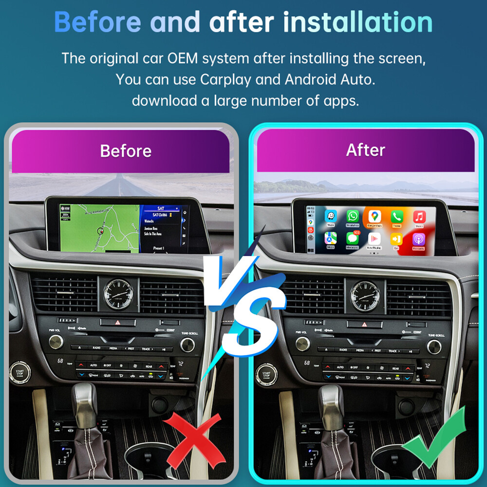 Wireless Carplay Android Auto Car Retrofit Module For Lexus RX 2016-2019 Mirror