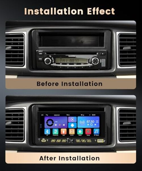 Single DIN Car StereoWireless Carplay Android Auto, 6.86-inch Touch Screen Car