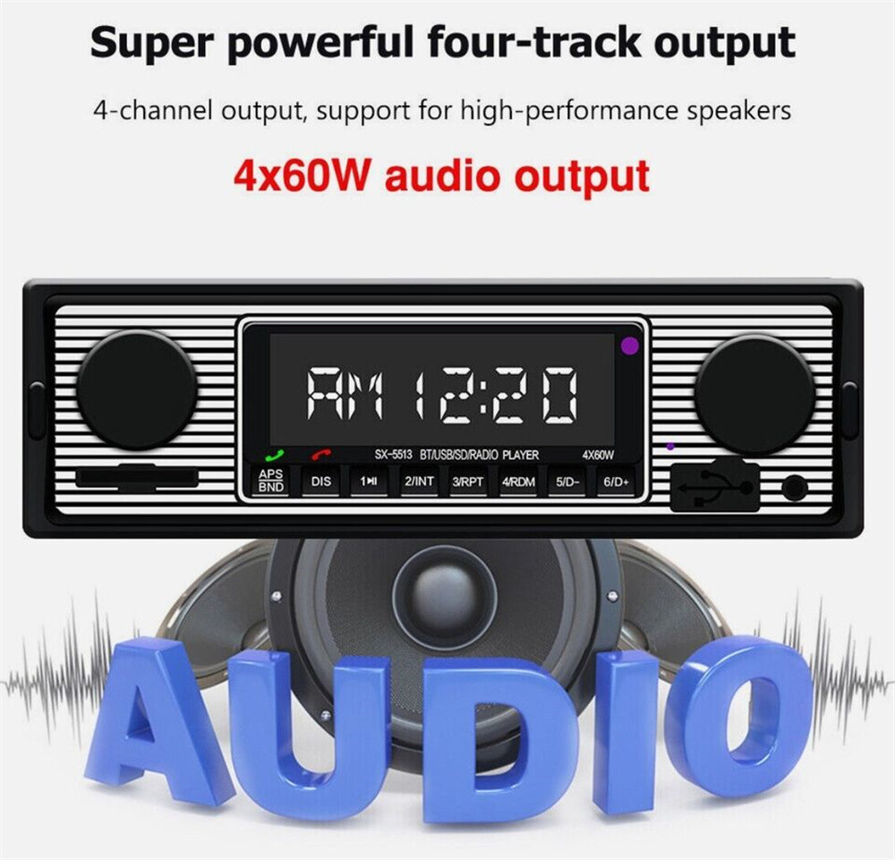 Bluetooth Car Stereo Audio In-Dash FM Aux Input Receiver SD USB MP3 Radio Player