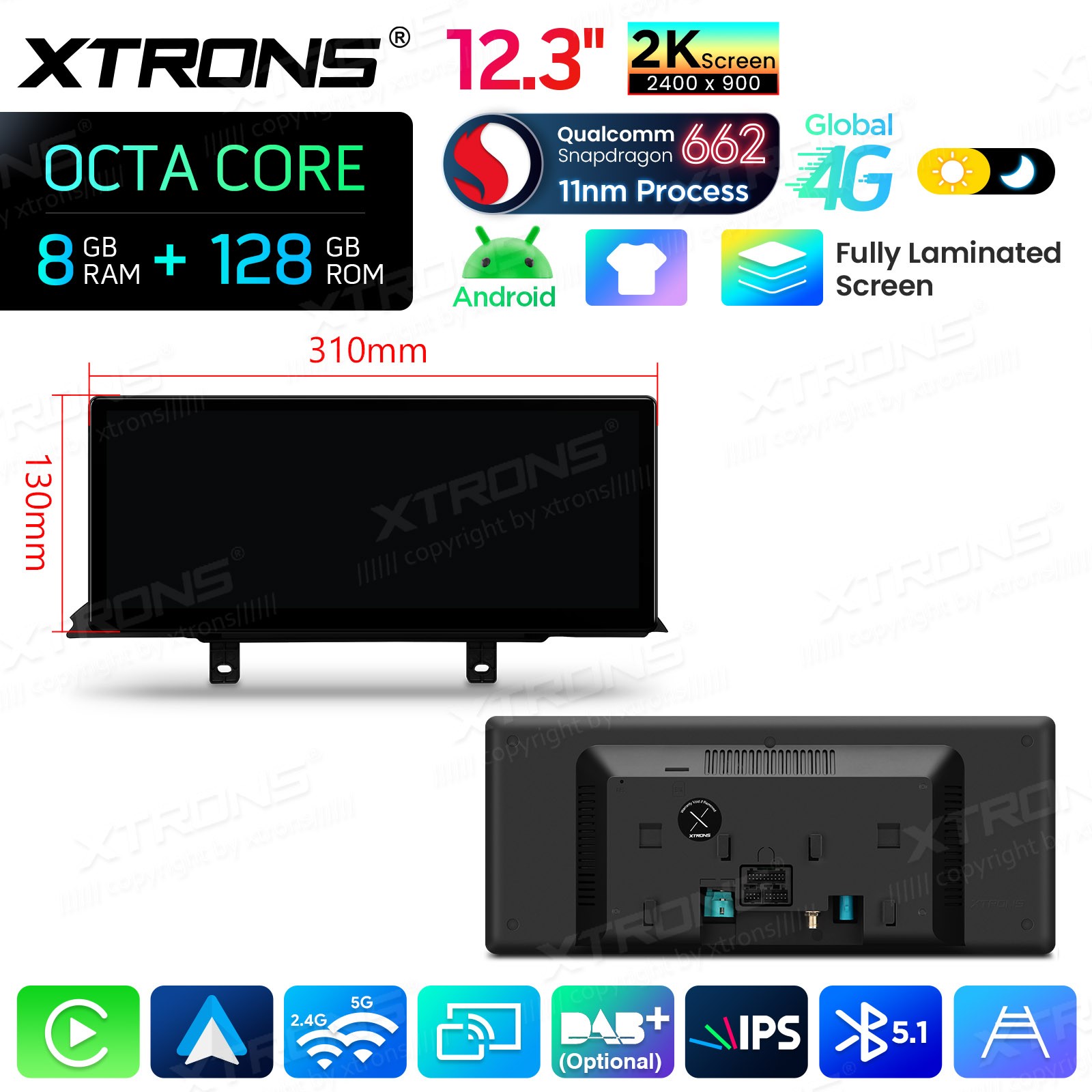 For BMW F30 F31 F32 F33 F36 Android Navigation 12.3″ Screen 2K IPS 8G 128GB WiFi