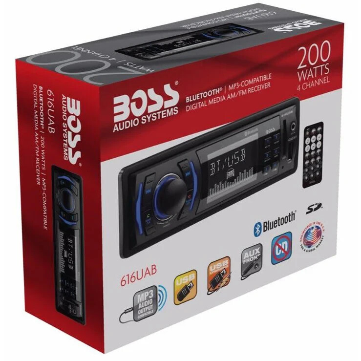 Bluetooth Audio AUX BOSS Audio Systems 616UAB Multimedia Car Stereo -Single Din