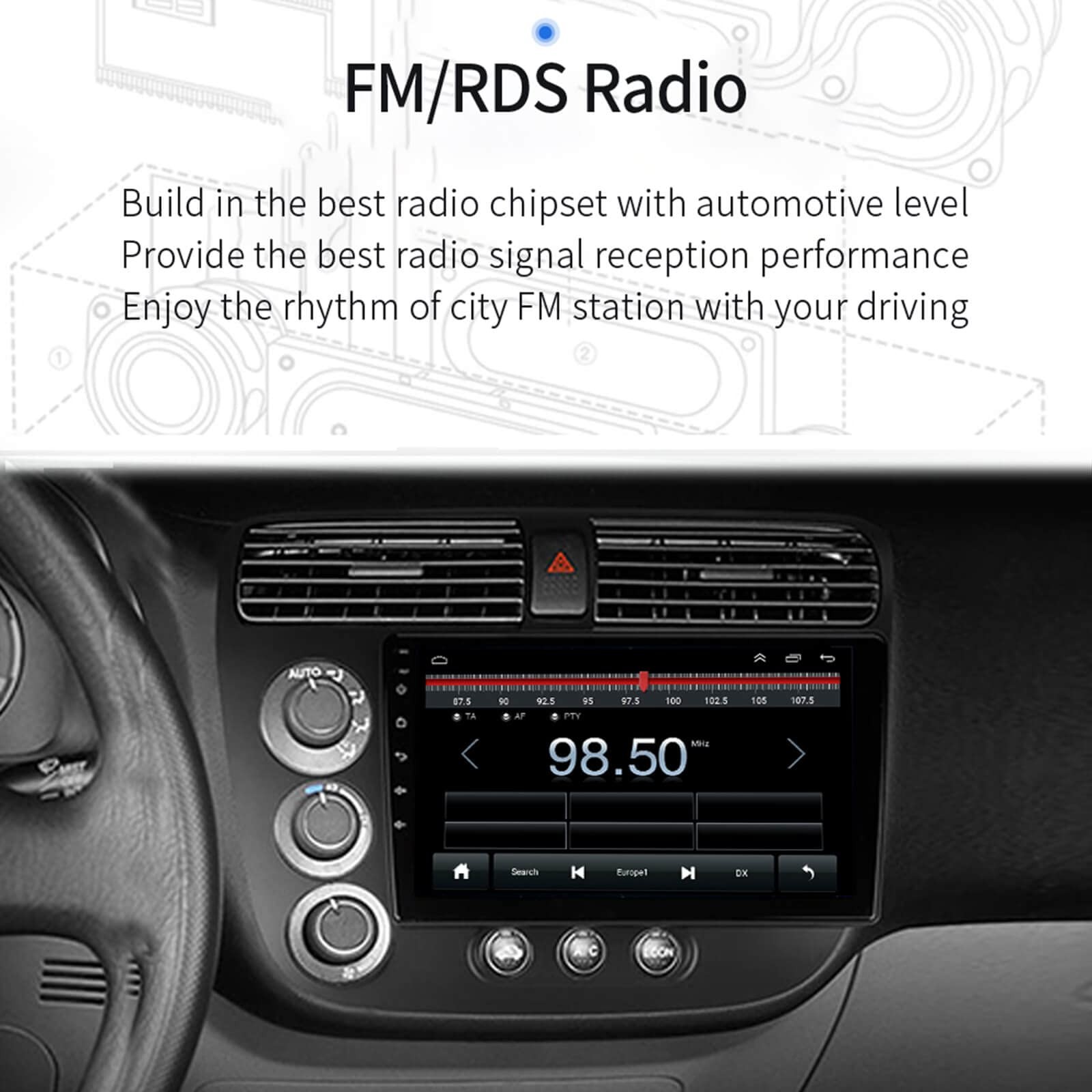 For 2001-2005-Honda-Civic-Radiobuilt-In Carplayandroid Auto 2G Ram 32G Rom