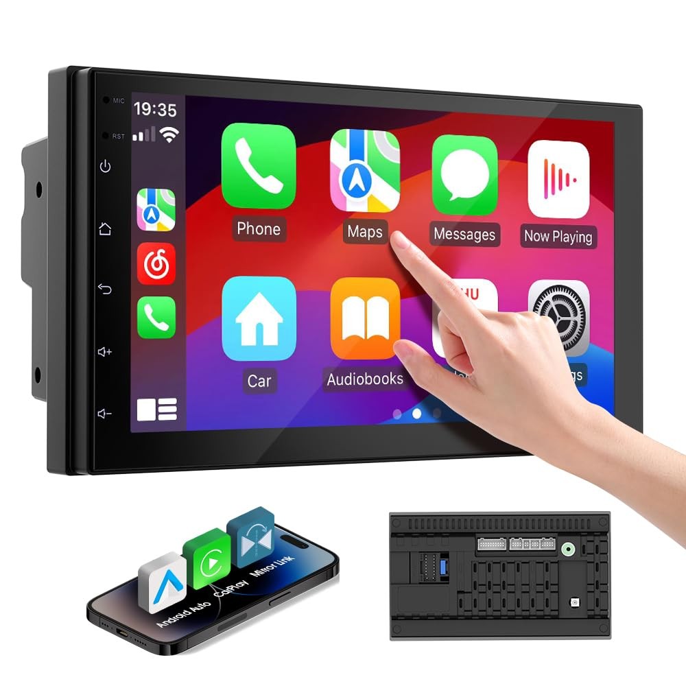 Haudio Double Din Car Stereo Radio with 7 inch HD Touchscreen, Wireless Apple…