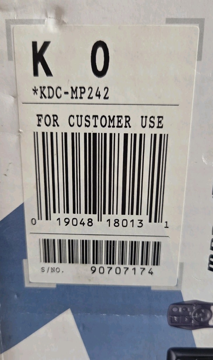 NOS Kenwood AM FM Radio MP3 Player CD Satellite BT Ready Receiver KDC-MP242