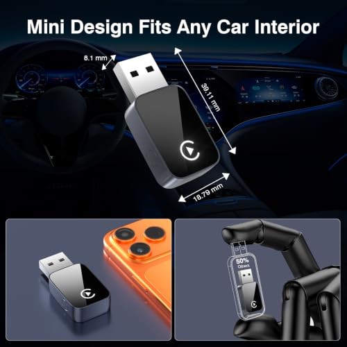 2-in-1 Wireless CarPlay & Android Auto Adapter Bluetooth 5.3 5GHz Wi-Fi No