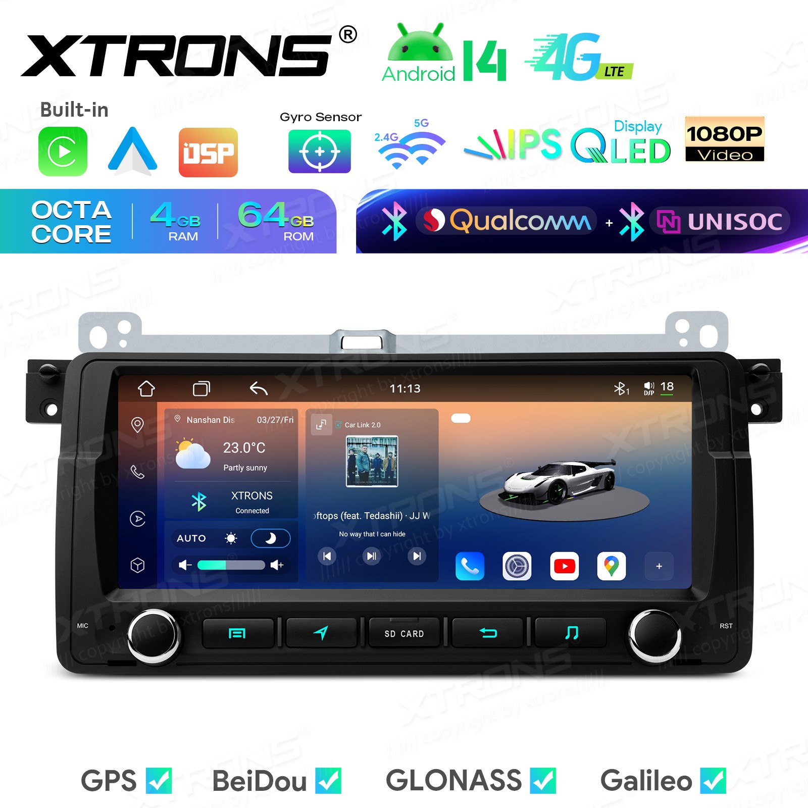 8.8 Inch Android 14 Car Radio AKM DSP for BMW 3 Series E46 CarPlay 4+64G Dual BT