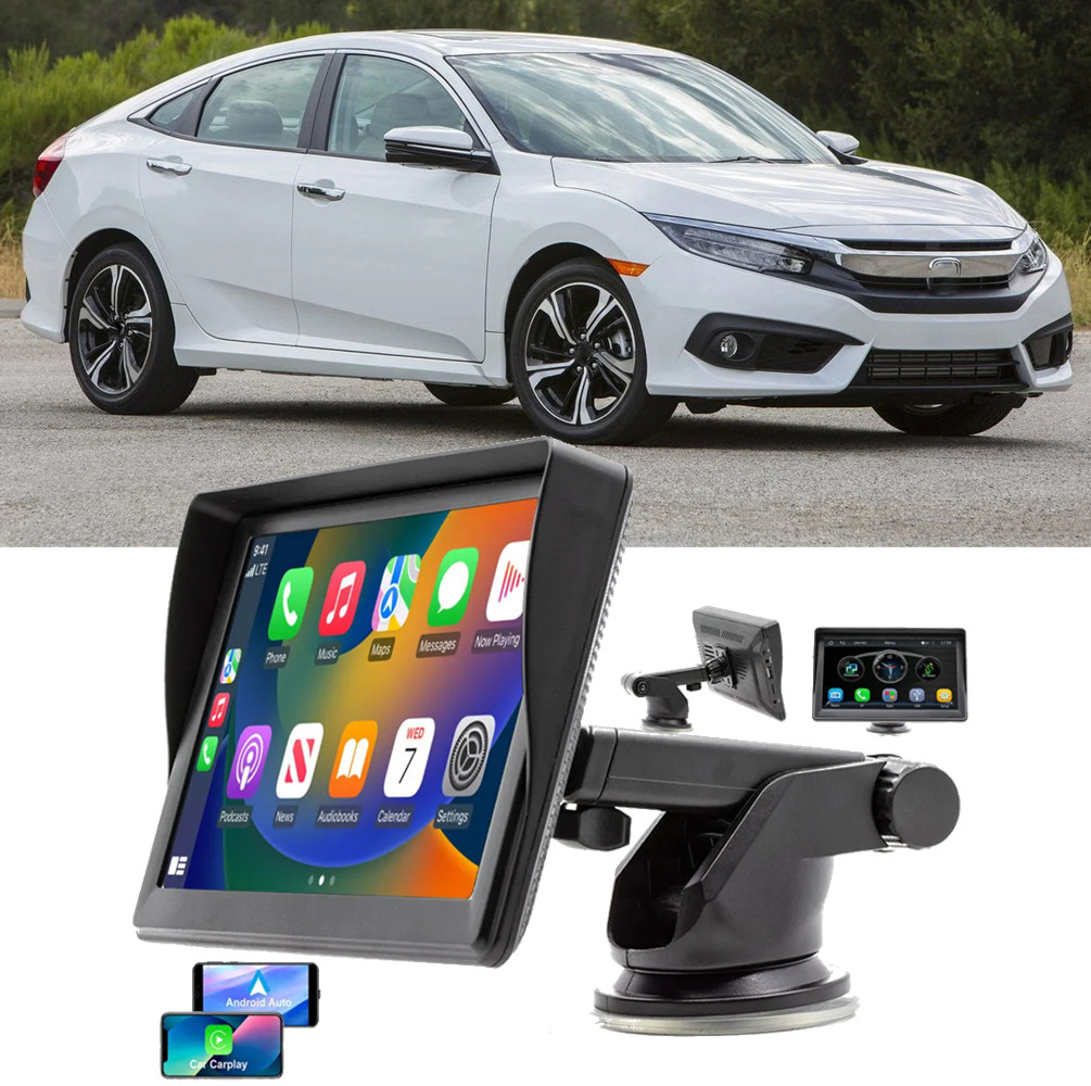 7″ Portable Car Radio Stereo Touch Screen Carplay Android Auto For Honda Civic