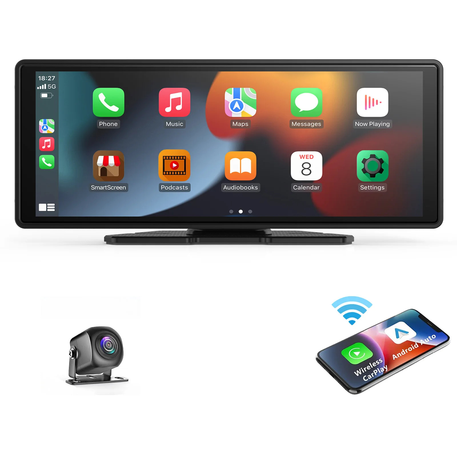 Wireless CarPlay Screen Portable Car Stereo Touchscreen Android Auto Universal