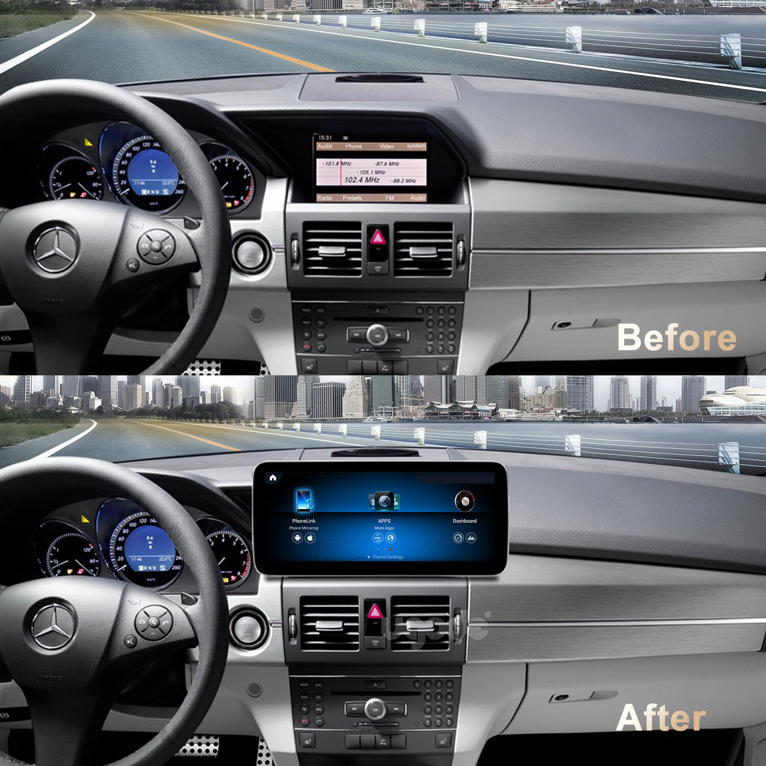 Ugode 12.3inch Android Screen Upgrade Stereo Mercedes Benz GLK 2009-2012 NTG4.0