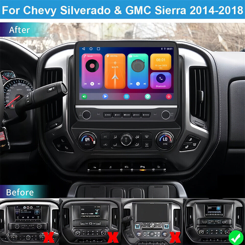 64G Screen Android 13 Car Radio GPS For Chevrolet Silverado GMC Sierra 2014-2018