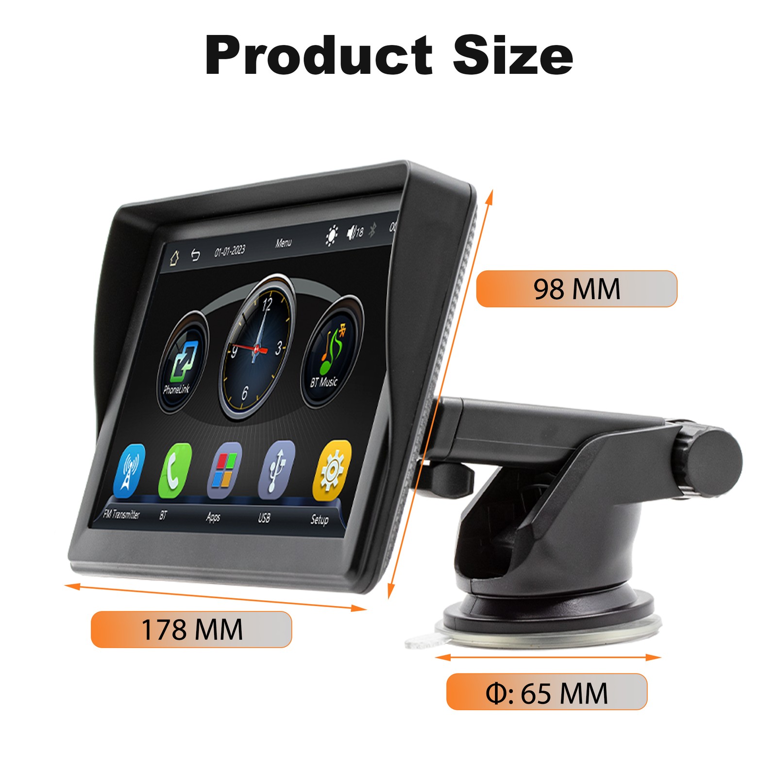 7” Portable Wireless Apple CarPlay Android Auto Touch Screen Car Radio Stereo