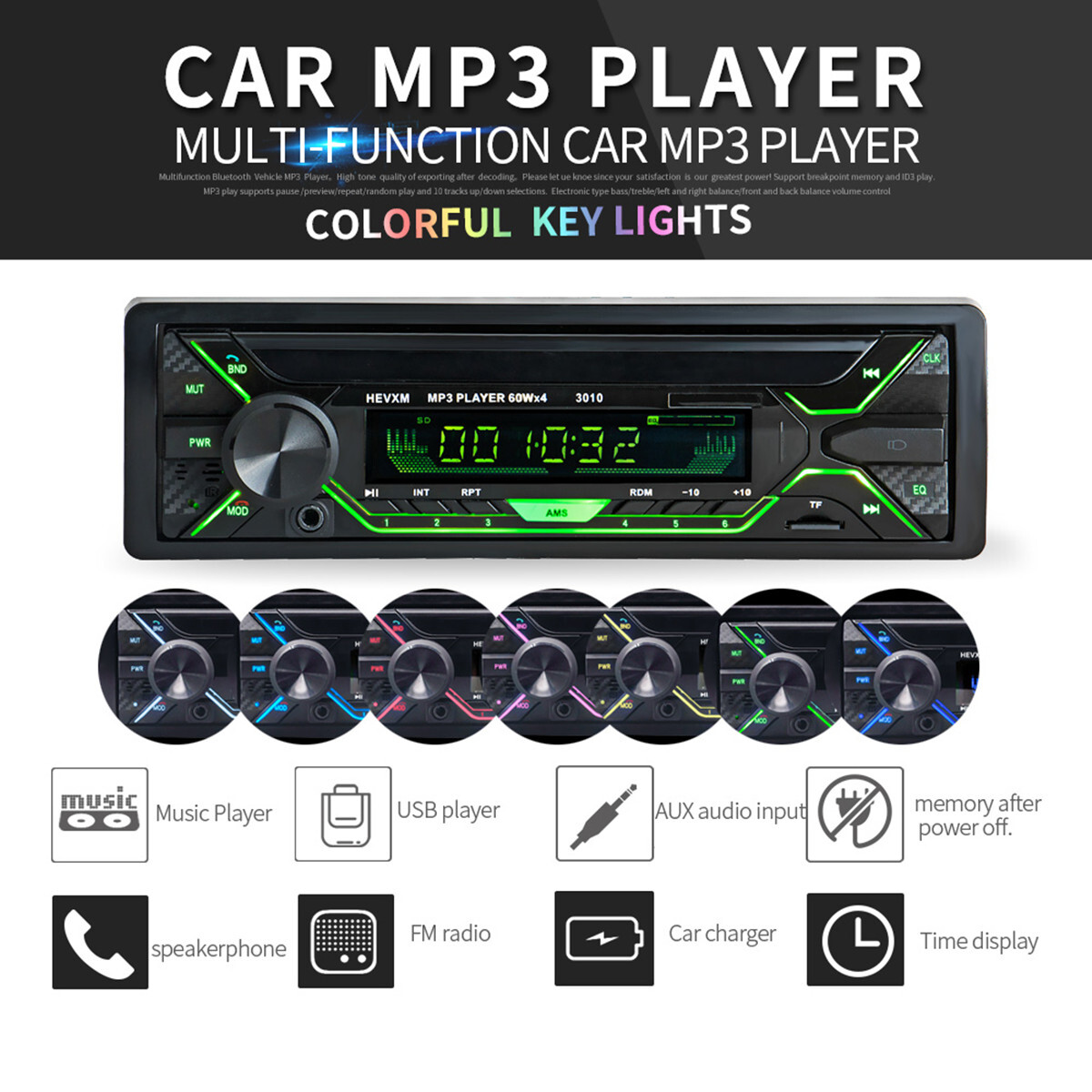 Radio Car Stereo Audio MP3 Player Bluetooth In-Dash FM USB AUX Hands-free Calls