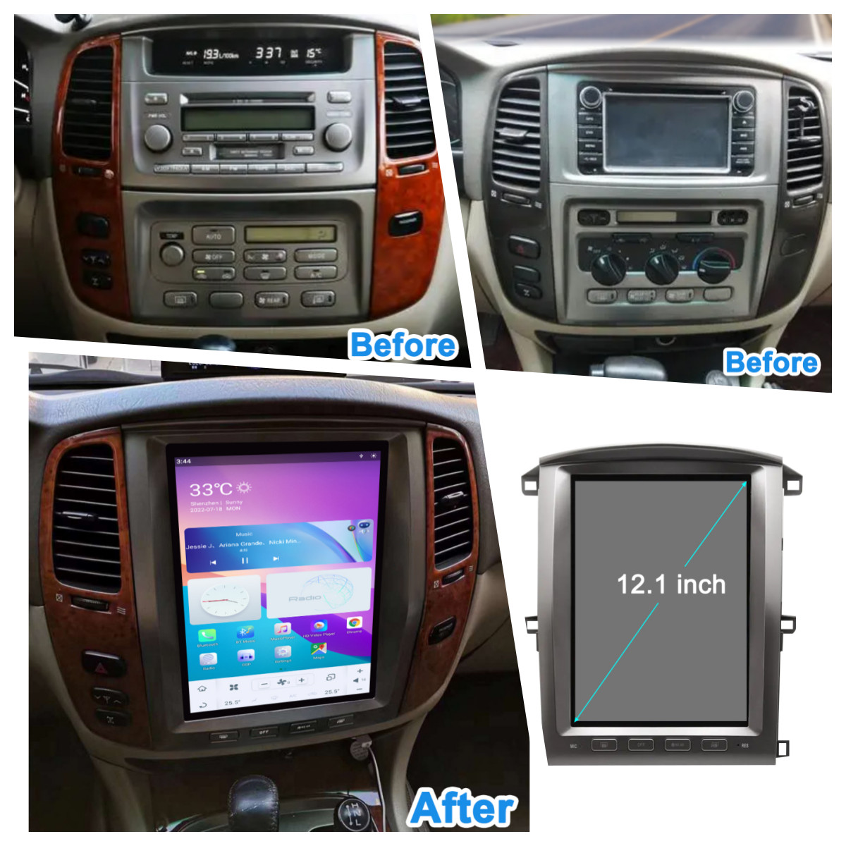 12.1″Car Video Player for Toyota Land Cruiser 2003-2007(LC100) Radio WiFi SWC FM
