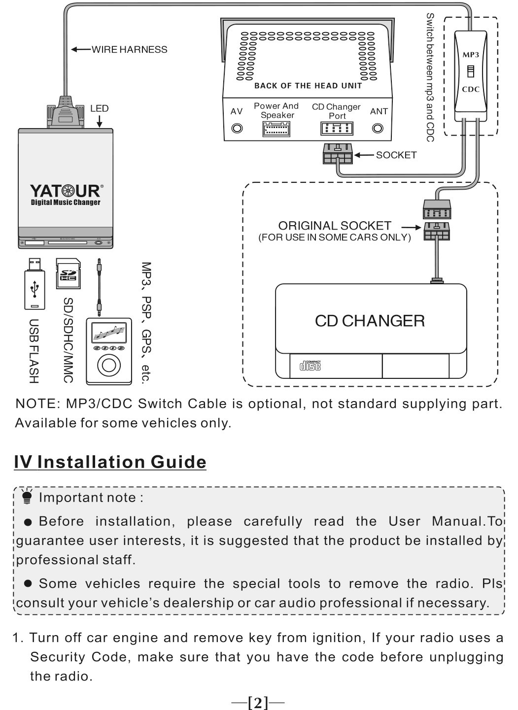 Yatour M06 Digital Music Changer For Alpine AI-NET IDA/TDA/CDA-78XX Series Radio