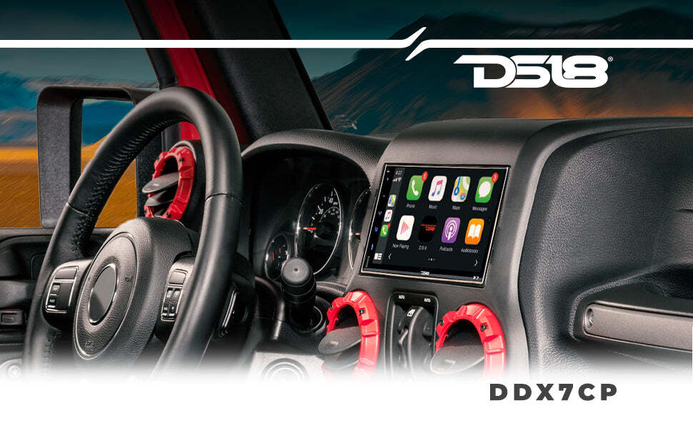 DS18 7″ Touchscreen Double 2-Din Receiver Stereo Bluetooth Apple CarPlay DDX7CP