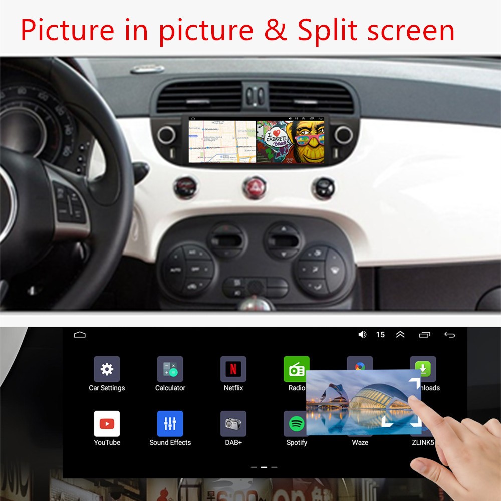 Car Radio Stereo Player GPS Navi Head Unit WIFI SWC Fit For Fiat 500 2007-2018