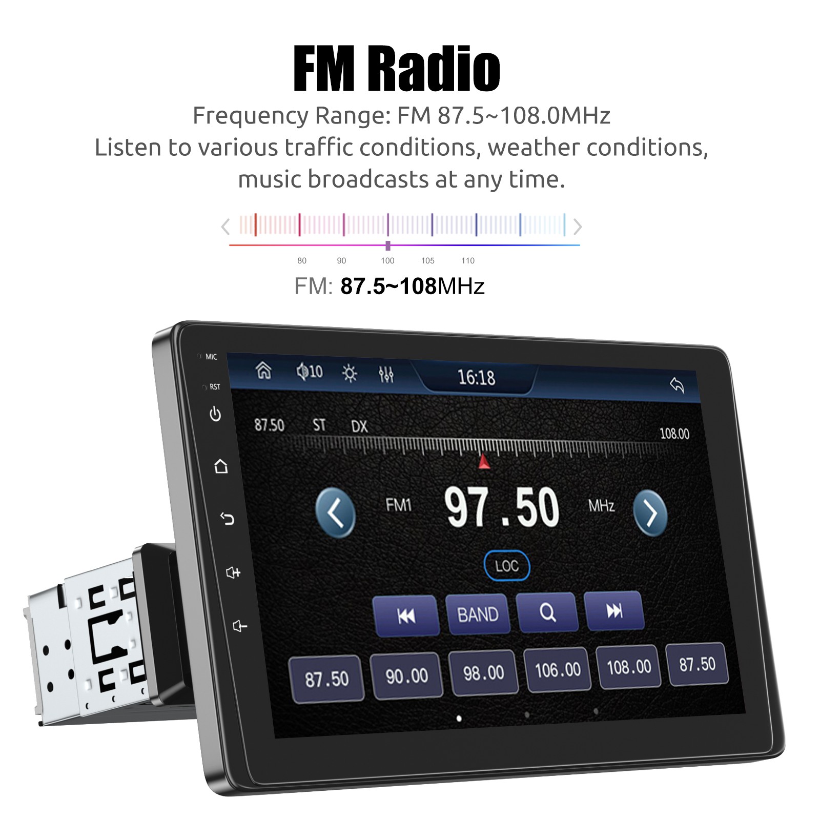 HD Touch Screen Single 1 DIN 9 in Car Stereo Apple Carplay Android Auto FM-Radio