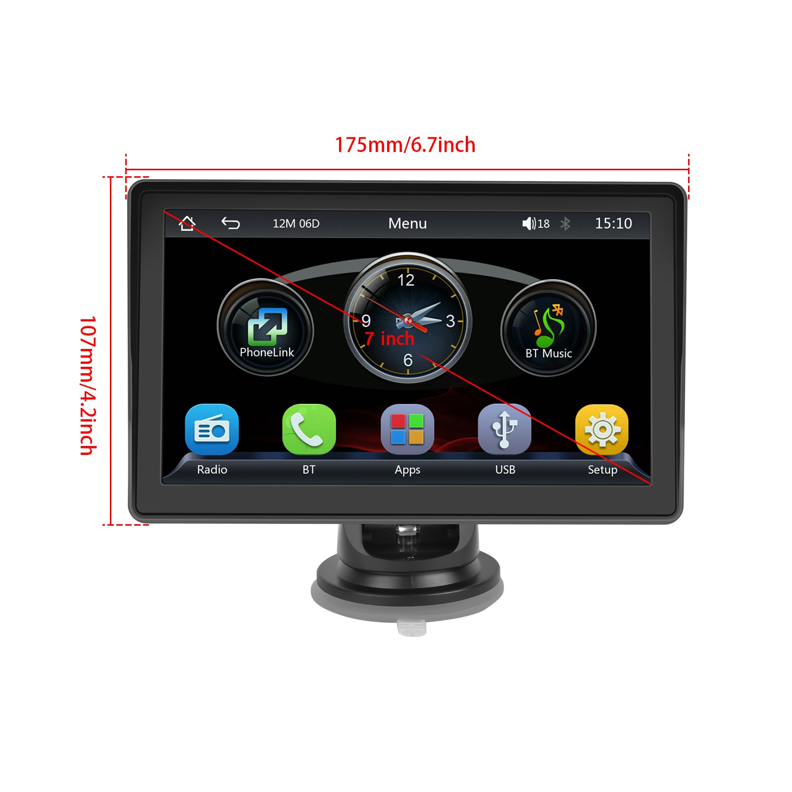 4.7″ Touch Screen BT Wireless Apple Carplay Android Auto Car Stereo Portable