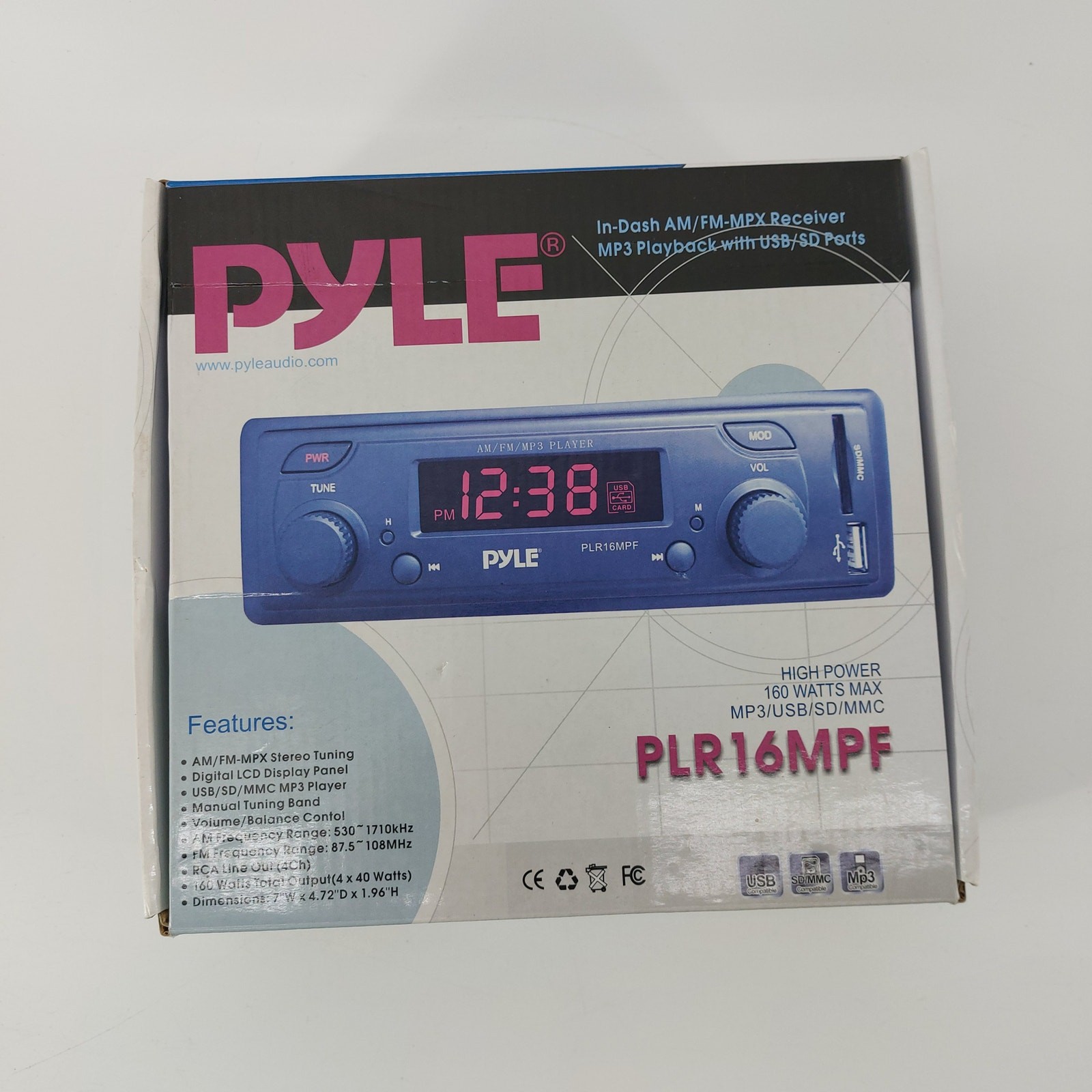 Pyle In Dash AM/FM MPX Receiver MP3 Playback USB Radio