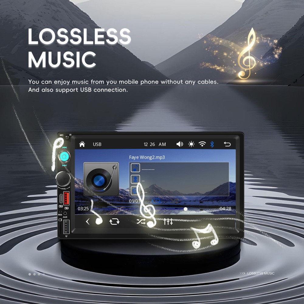 7″ Double 2 Din Car Stereo Apple CarPlay Player Radio Type-c USB + Backup Camera